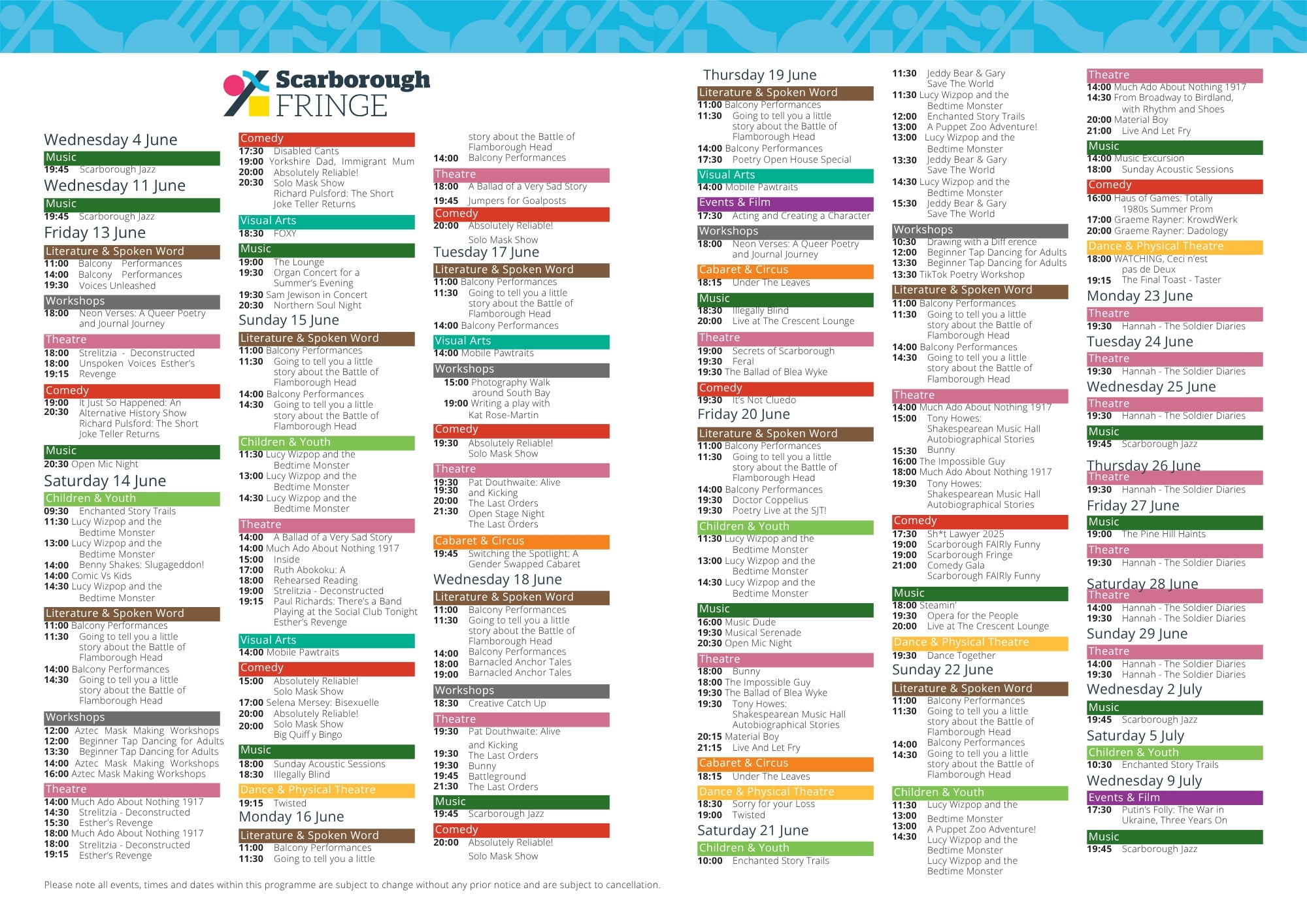 Scarborough Fringe Daily Diary Scarborough Fringe Daily Diary